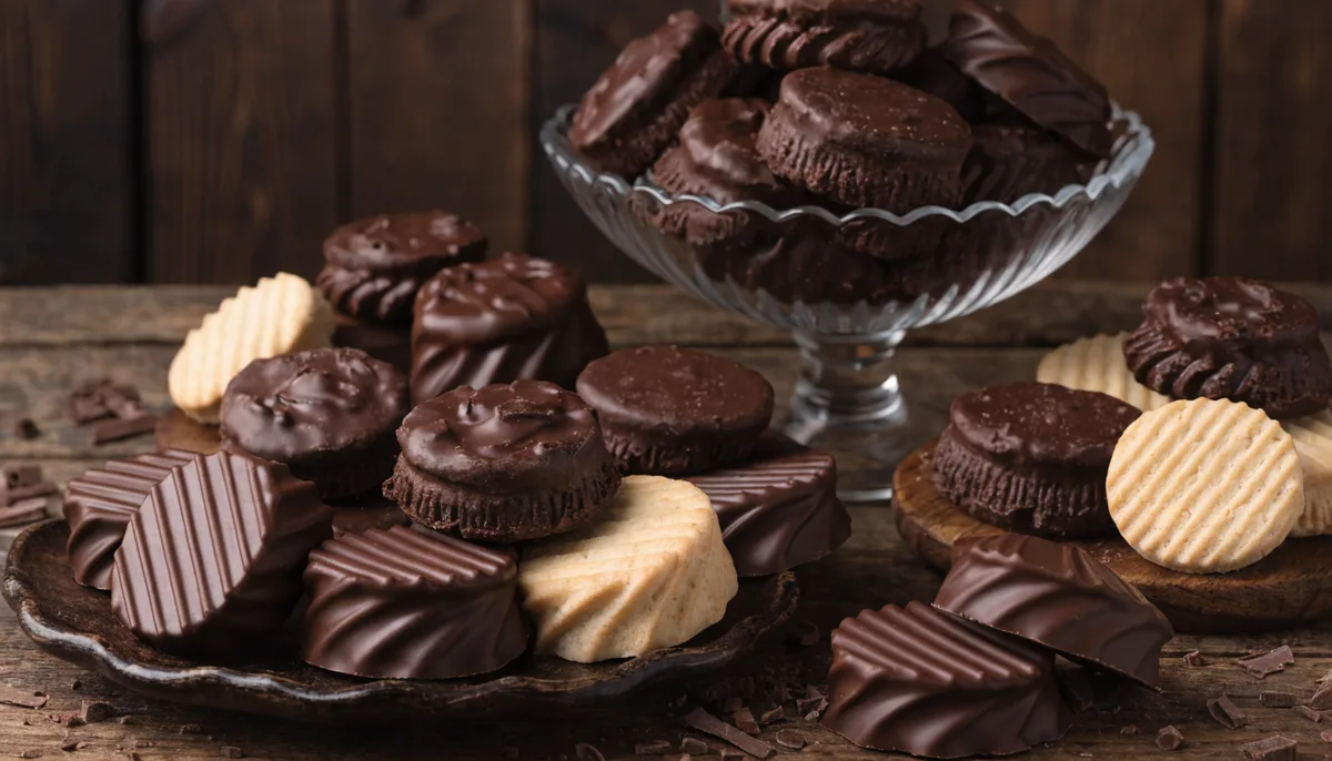 Selección de galletas LU de chocolate negro y chocolate con leche sobre mesa elegante