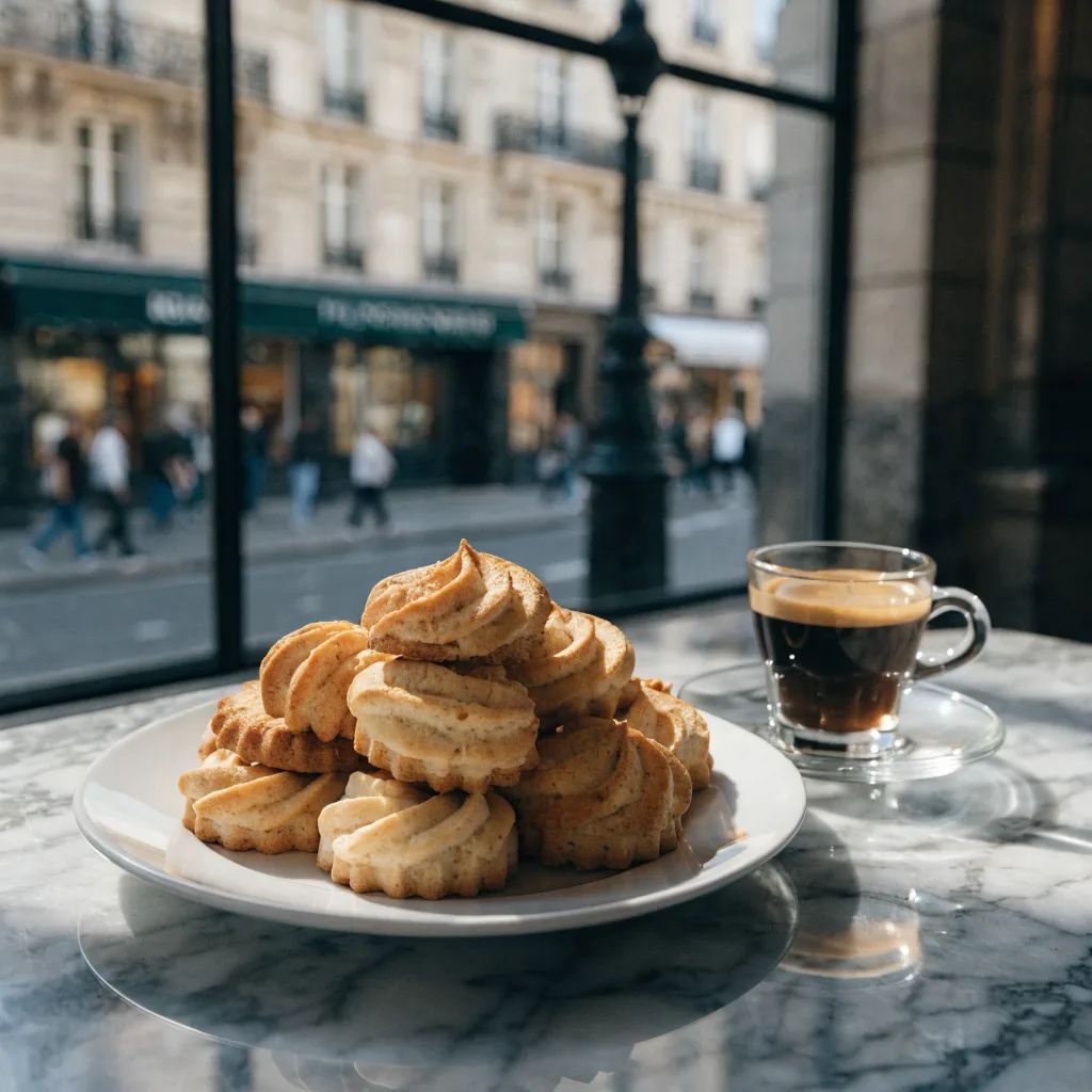 Galletas LU servidas con café en porcelana francesa