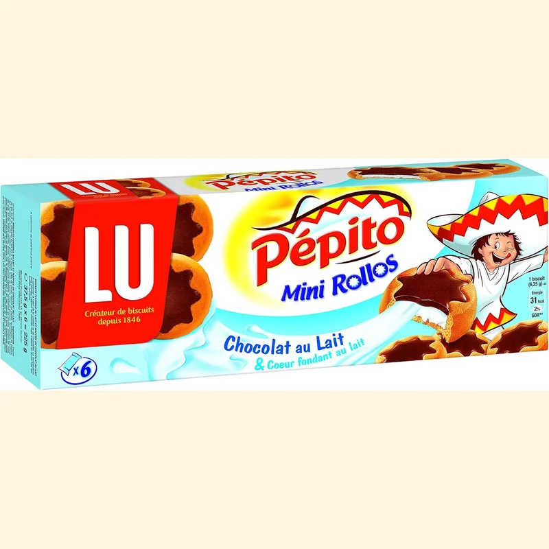 Galletas LU rellenas de leche y chocolate con leche